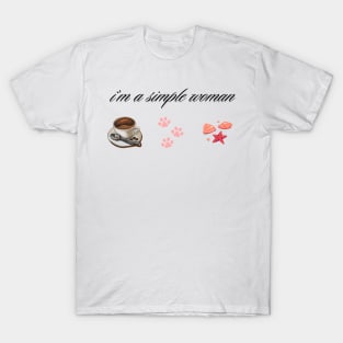 I'm A Simple Woman Summer Coffee Paw Dog&cat T-Shirt